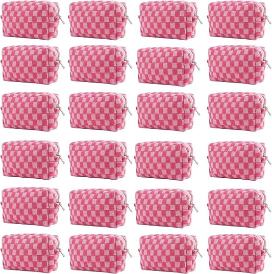 24 PACK Makeup Bags-Bulk Graduation Gifts Bridesmaid Proposal Gifts Makeup Pouch for Wedding Party Favors Bachelorette Party Decorations Toiletry Organizer Bag Cosmetic Case(Pink) by Home