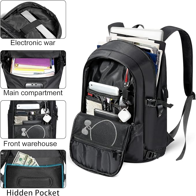 Tzowla 35 Liter Anti Theft Backpack with Tracker Tag,Giant Tumbler Holder Pocket and Lock,15.6 Inch Laptop Backpack - Image 7