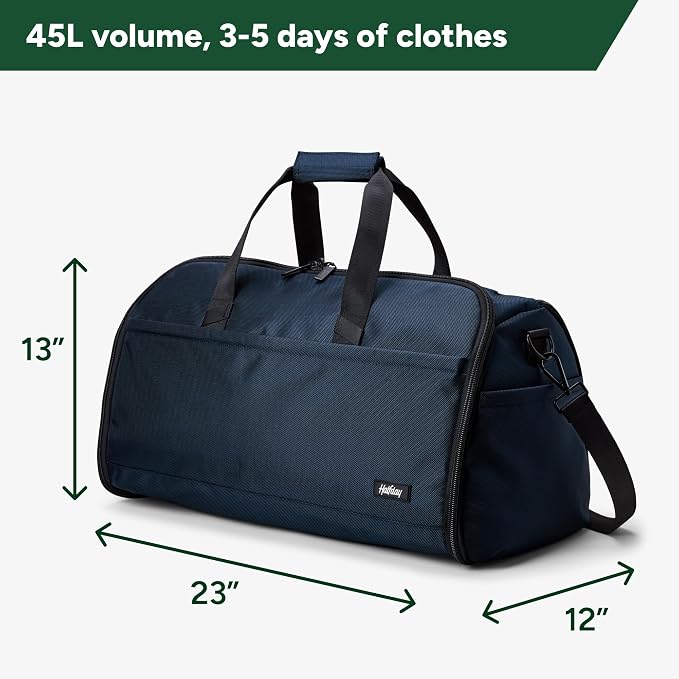 Halfday Convertible 2-in-1 Premium Garment Duffel Weekender Bag 45L: Wrinkle-Free Travel (Hanging Suit Compartment, Shoe Pockets, Trolley Sleeve), Balistic Nylon Carry-on, Pacific - Image 6