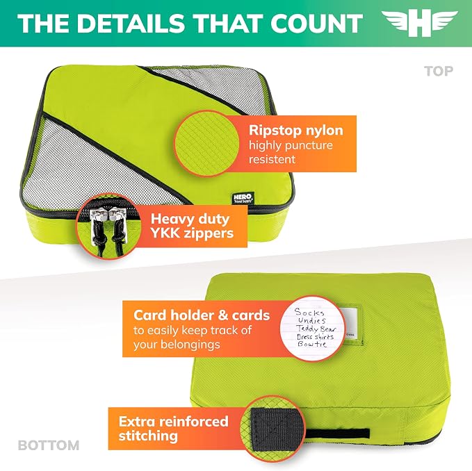 HERO Packing Cubes for Travel (Set of 5) Luggage Organizer with 2 Laundry Bags, Versatile Suitcase Organizer for Men & Women – Travel Accessories for Carry On, Airplane, Road Trip - Image 3