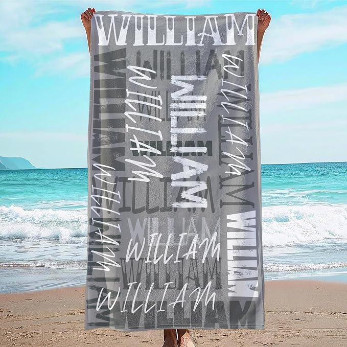 JML Personalized Beach Towel with Name, Custom Beach Towel with Name, Customized Microfiber Pool Towel, Quick Dry & Absorbent Swim Towel for Adult,Anniversary, Birthday, Summer Holiday,Vacation by JML