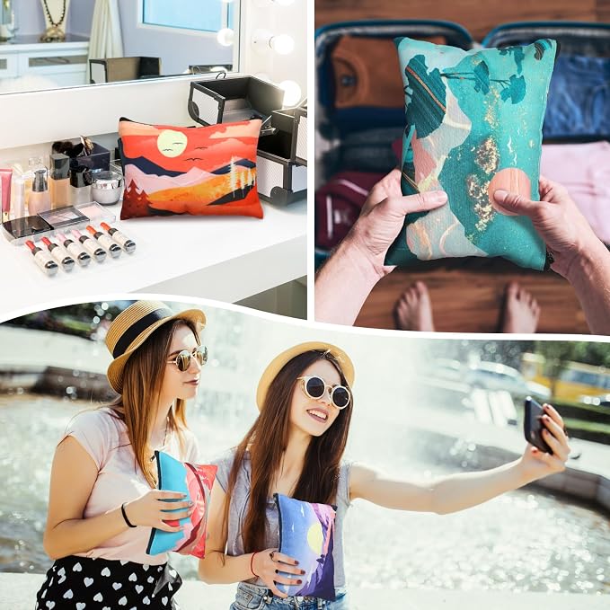 Sweetude 24 Pcs Mountain Makeup Bags Bulk Colorado Gifts Portable Mountain Travel Cosmetic Bags with Zipper Waterproof Portable Roomy Travel Toiletry Organizer Storage Beauty Pouch for Women Gifts - Image 6