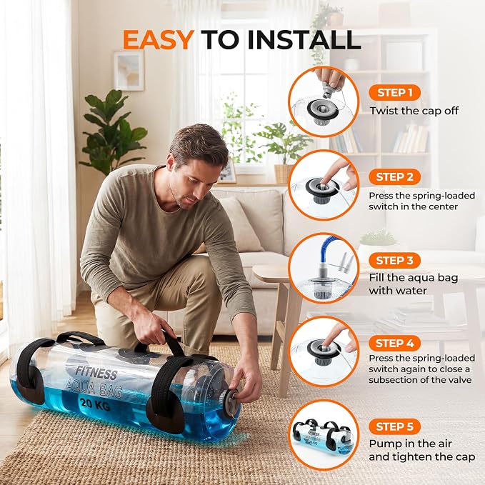 Water Weights Aqua Bag, 44 lbs - Adjustable Portable Water Weight Workout Sandbag Alternative Stability Fitness Equipment for Strength Core Balance Training Full Body Exercise Home Gym - Image 5