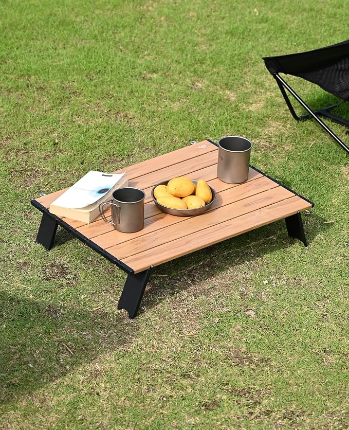 iClimb Ultralight Compact Mini Beach Picnic Folding Alu. Table with Carry Bag, Two Size (Nature - L) - Image 2