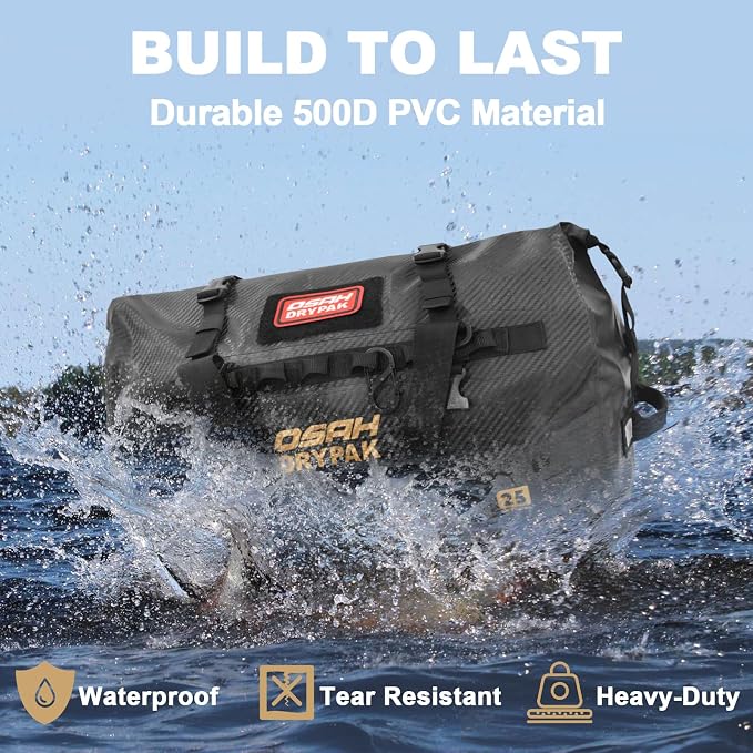 OSAH DRYPAK Waterproof Duffel Bag 25L/40L/60L – Heavy-Duty Motorcycle Tail Bag, Roll-Top Dry Bag for Travel, Camping, Boating, Kayaking, Outdoor Adventure - Image 4