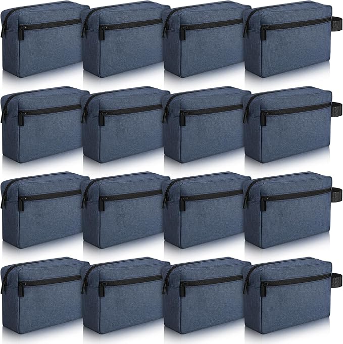 Paterr 16 Pcs Travel Toiletry Bag for Women Men Large Water Resistant Shaving Bag Hanging Cosmetic Bag with Handle and Divider Storage Travel Pouch Case (Dark Blue) by Paterr