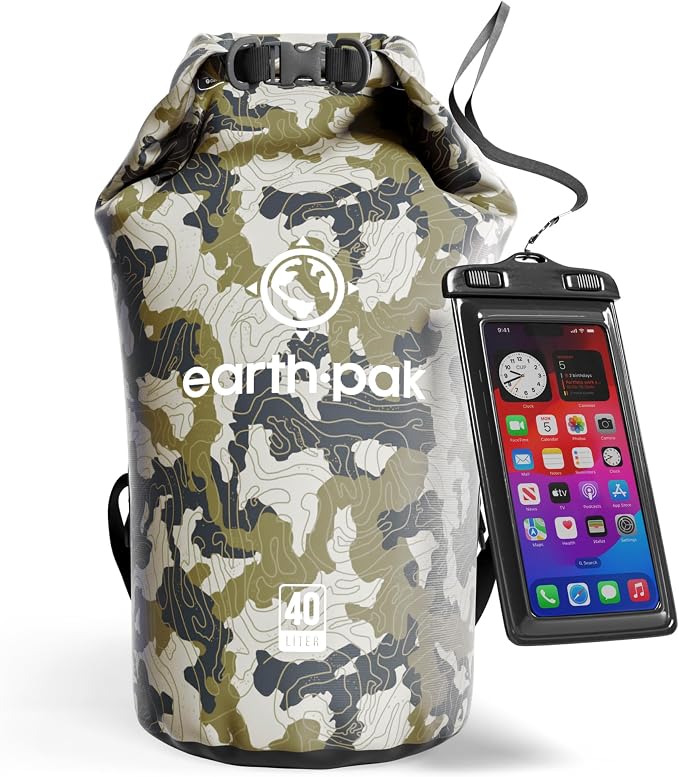 Earth Pak Waterproof Dry Bag - Roll Top Waterproof Backpack Sack Keeps Gear Dry for Kayak with Waterproof Phone Case by earthpak