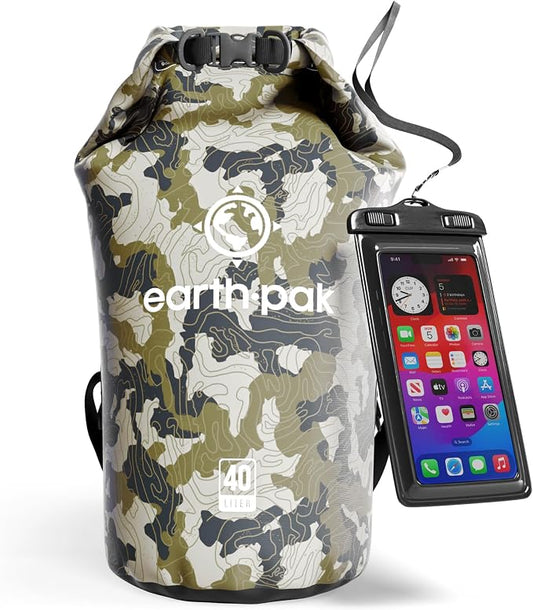 Earth Pak Waterproof Dry Bag - Roll Top Waterproof Backpack Sack Keeps Gear Dry for Kayak with Waterproof Phone Case by earthpak