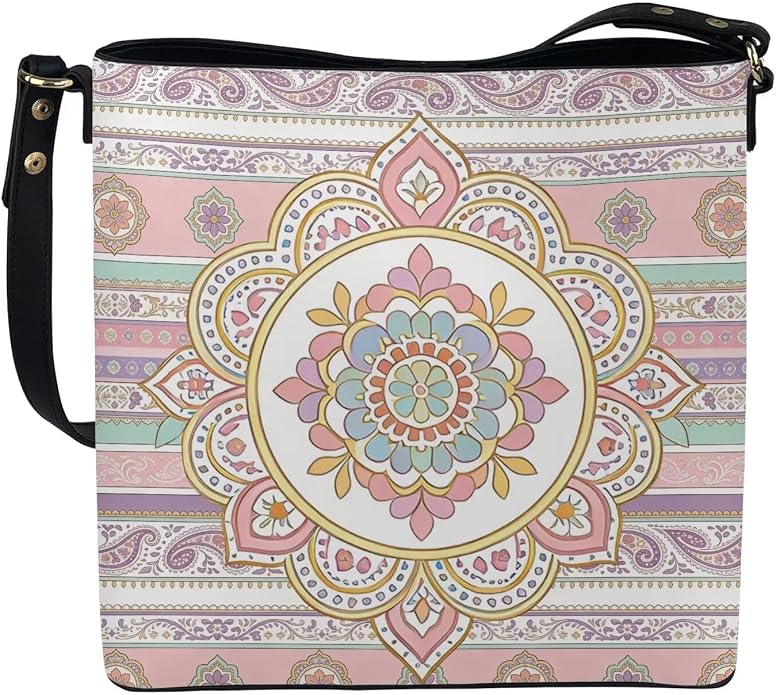 HUGS IDEA Boho Bags for Women Leather Handbag Shoulder Bucket Crossbody Purse by HUGSIDEA