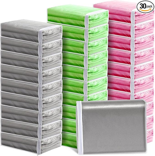 Riakrum 30 Pack Clear Zippered Storage Bags, 15x11x4 inches, Vinyl Plastic Sweater Sheet Organizers Storage Bags, PVC, for Clothes, Sheet, Blankets, Fabrics Organizers (White) by Riakrum