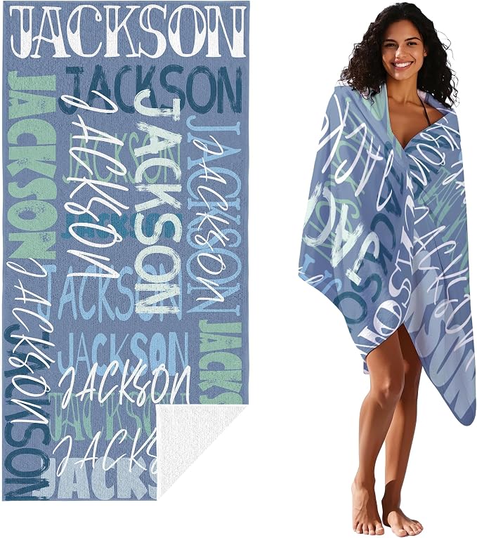 JML Personalized Beach Towel with Name, Custom Beach Towel with Name, Customized Microfiber Pool Towel, Quick Dry & Absorbent Swim Towel for Adult,Anniversary, Birthday, Summer Holiday,Vacation - Image 2