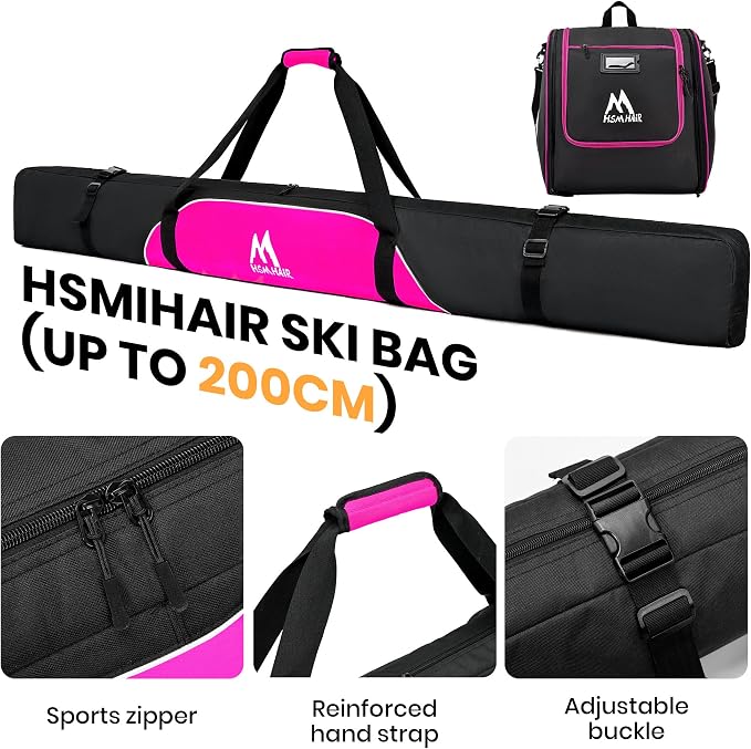 Hsmihair Ski Bag and Ski Boot Bag Combo-Padding Skis Bag for Air Travel,Water Proof Ski Boot Bag Fits for Skis Up to 200 CM and Boots Up To Size US13,Adults Ski Travel Bag - Image 4