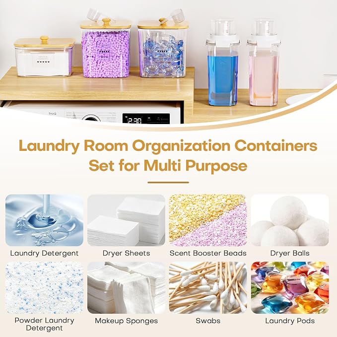Homde Clear Laundry Detergent Dispenser: 3+2 Pack Reusable Pods Container with Lids for Dryer Balls - Plastic Sheets Holder Set for Scent Booster - Image 5