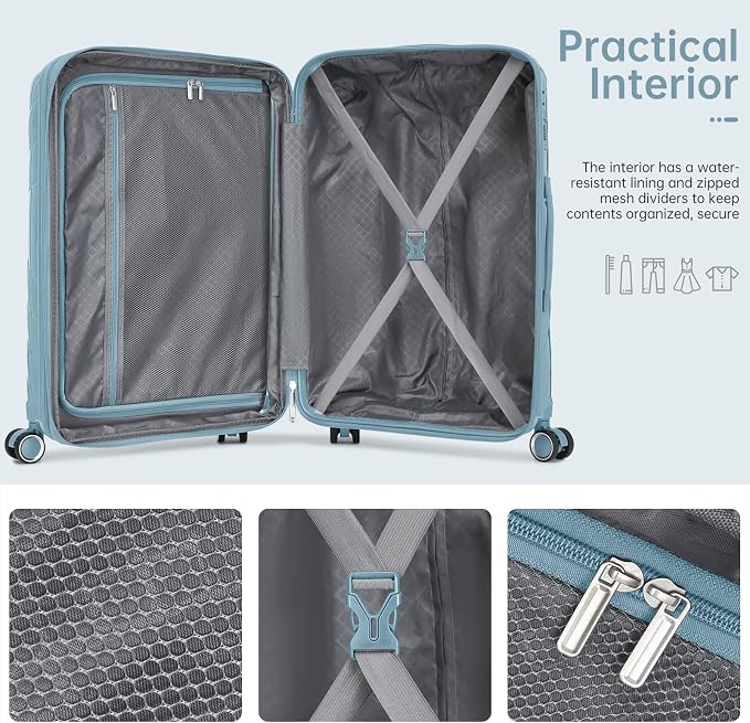 Carry On Luggage 22x14x9 Airline Approved, 20 Inch Expandable Hardshell Luggage Carry-on Suitcases with Spinner Wheels, Carry On Suitcase Set for Women (BLUE) - Image 5