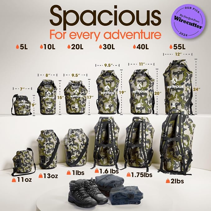 Earth Pak Waterproof Dry Bag - Roll Top Waterproof Backpack Sack Keeps Gear Dry for Kayak with Waterproof Phone Case - Image 2