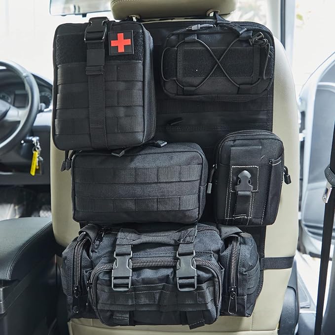 BXBXHD 6 Pack Tactical Truck Organizer Back Seat Storage Car Seat Storage Bag Molle Panels for vehicles, Car and SUV with Lots of Handy Compartments (Black) - Image 8
