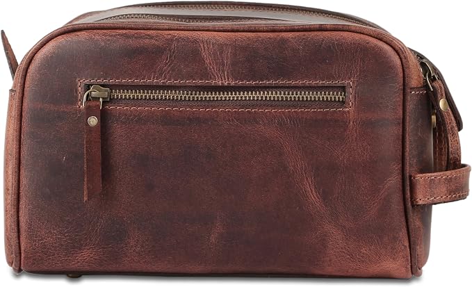 KomalC Travel Toiletry Bag – Premium Leather Dopp Kit for Men & Women with Water-Resistant Lining & Spacious Zippered Organizer - Image 2