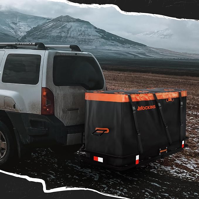 Mockins 30 CuFt Trailer Hitch Cargo Carrier Bag & Packing Cubes 29"x23"x12" | 60"x24"x36" Waterproof Cargo Bag for Hitch Carrier | Set of Vehicle Soft-Shell Carriers with 6 Cubes, 3 Buckle Straps & Lock - Image 4