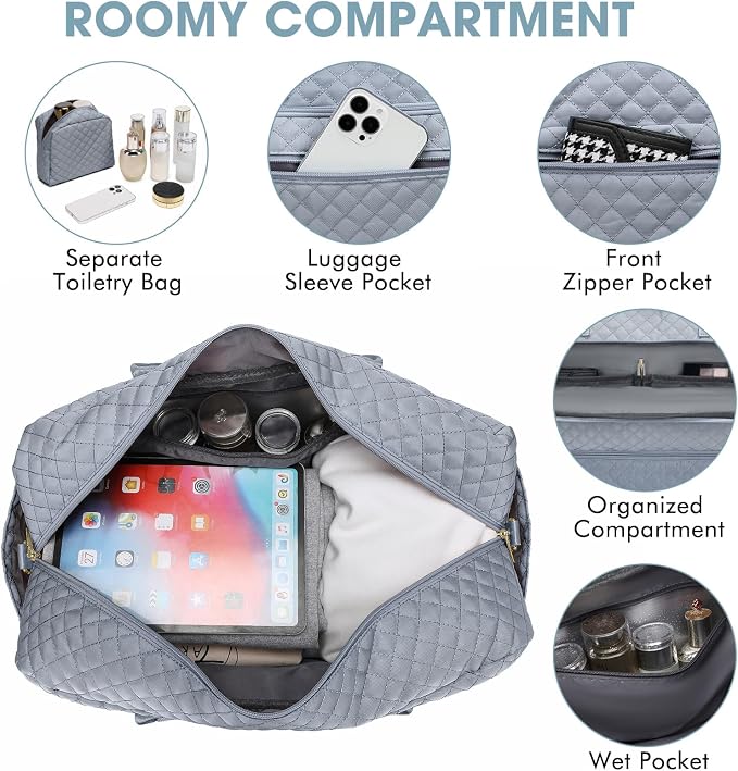 Large Women Travel Duffle Bag, Weekender Bags for Women with Shoe Compartment, Carry on Overnight Bag with Toiletry Bag, Gym Duffel Bag with Wet Pocket, Hospital Bags for Labor and Delivery - Image 4