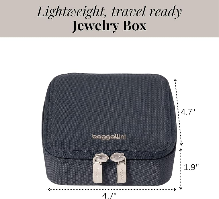 Baggallini Travel Jewelry Box - Lightweight 4.7”x4.7”x1.9” Travel Jewelry Case - Image 3