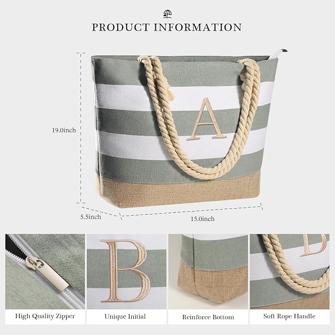 YOOLIFE Beach Bags for Women - Travel Canvas Beach Tote, Pool Waterproof Bag, Travel Essentials, Gifts for Women Birthday - Image 4