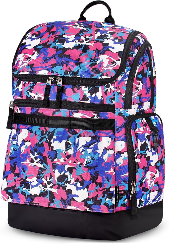 Choco Mocha Swim Bag for Kids Swim Bag for Swimmers, 35L Waterproof Girls Swims Backpack with Wet Dry Compartments, Organized Pool & Beach Bags, Camo Pink by ChocoMocha