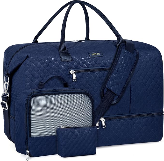 ITIEZY Weekender Overnight Bag for Women - Large Travel Duffel Bag with Shoe Compartment, Gym Duffel Bag Hospital Bag Carry On Tote Bags for Airplanes with Crossbody Bag Toiletry Bag 3Pcs Set by ITIEZY