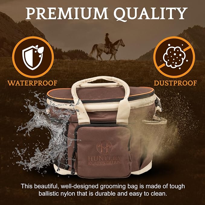 Huntley Equestrian Deluxe Grooming Bag Perfectly Designed Easy Access Multi Pocket Zipper Top Closure Double Handles Shoulder Strap Exterior Pockets - Image 6