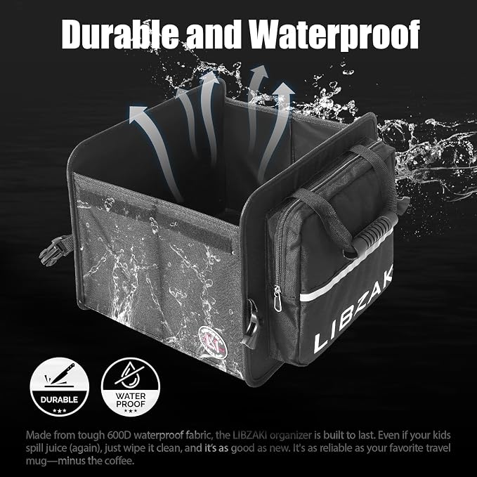 LIBZAKI Car Trunk Storage Organizer, Collapsible Trunk Storage Box for Car Truck SUV-Black - Image 2