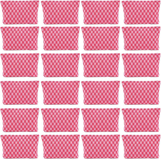 24 PACK Checkered Makeup Bag-Bulk Bridesmaid Proposal Gifts Makeup Pouch for Wedding Party Favors Bachelorette Party Decorations Travel Toiletry Organizer For Women Cosmetic Case Mon Gift(24, Pink) by Home