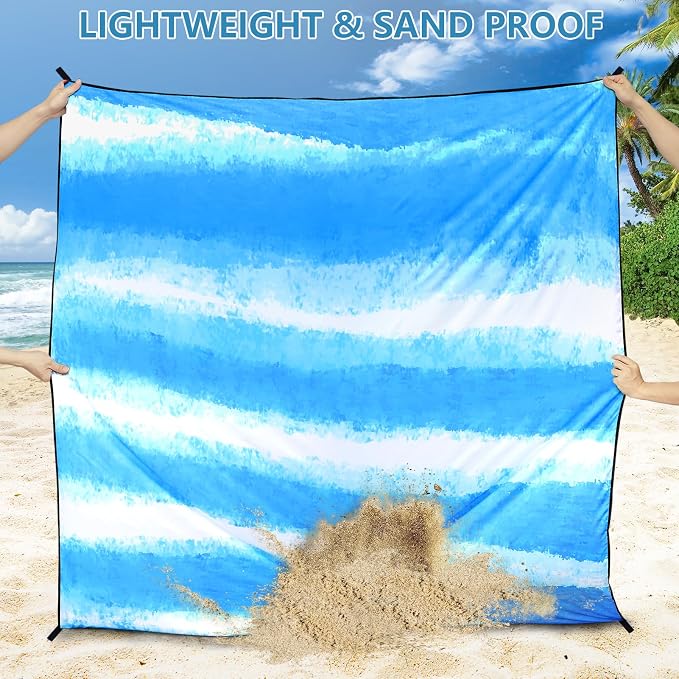 AISPARKY Beach Blanket Waterproof Sandproof Extra Large, Oversized Beach Mat, Quick Drying&Compact&Lightweight, Picnic Blankets Vacation Essentials for Outdoor Beach Camping (79" X 83" (4 Person)) - Image 3