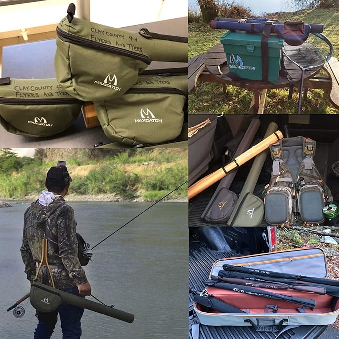 MAXIMUMCATCH Fly Fishing Rod Case with Reel Pouch, Complete Protection Bag, 9FT 2/4 Pieces Rod, Single (Gray, 9' 4sec) - Image 7