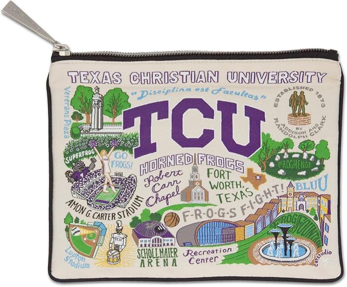 Catstudio Collegiate Zipper Pouch, Texas Christian University Travel Toiletry Bag, Ideal Gift for Alumni, Makeup Bag, Dog Treat Pouch, or Travel Purse by catstudio