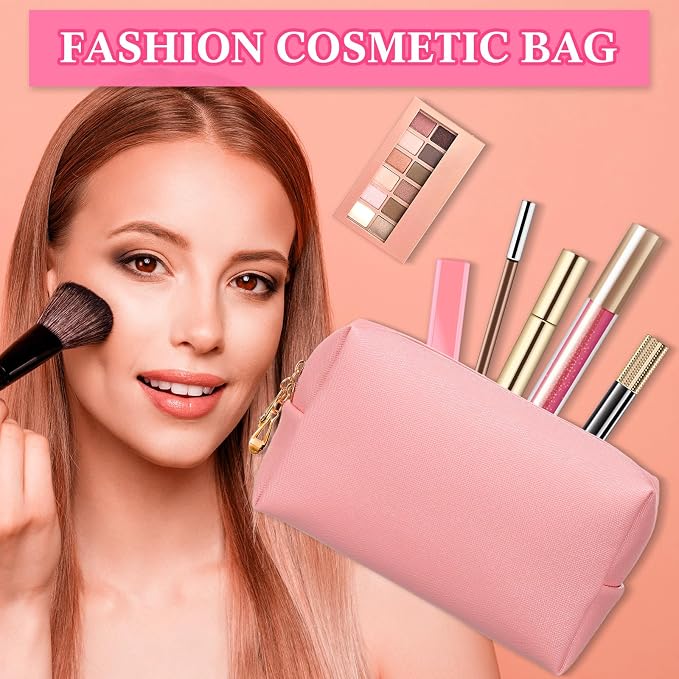 Kigeli Aesthetic Makeup Bags PU Leather Cosmetic Pouches Waterproof Plain Toiletry Bags Makeup Pouches Bulk for Women Party Gift Travel Storage Organizer(Pink,7.1 x 2.8 x 4.3 in) - Image 5