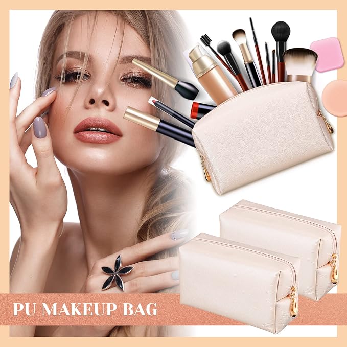 20 Pcs Preppy Makeup Bags PU Leather Cosmetic Pouch with Zipper Waterproof Make up Bags Toiletry Beauty Container for Women Bridal Shower Favors End of the Year Teacher Gifts(Golden) - Image 6