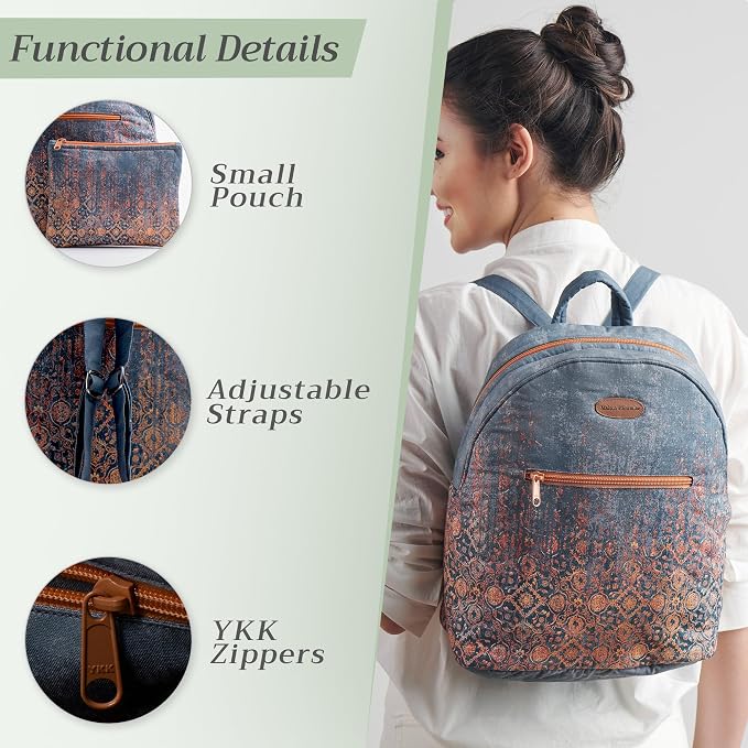 Maison d' Hermine Backpack for Women Men Cotton Shoulder Multipurpose Rucksack with Small Pouch Lightweight Multi Pocket Bag for Travel Work Beach Perfect for Spring Summer (Imperfection) - Image 4
