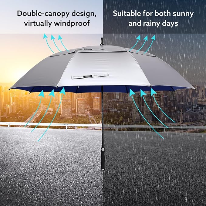 G4Free UV Golf Beach Umbrella 68”Auto Open Extra Large Sun Shade Umbrellas | Vented Windproof, Double Canopy, Oversize UPF 50+ UV Protection Sun Shade umbrella, Auto-Open, patio/fishing/golf umbrella - Image 6