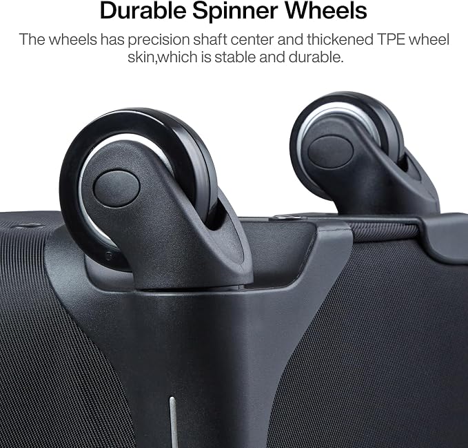 Hanke 3 Piece luggage Sets Softside Expandable luggage with Spinner Wheels TSA Lock,Travel Lightweight Luggage Sets,Black - Image 6
