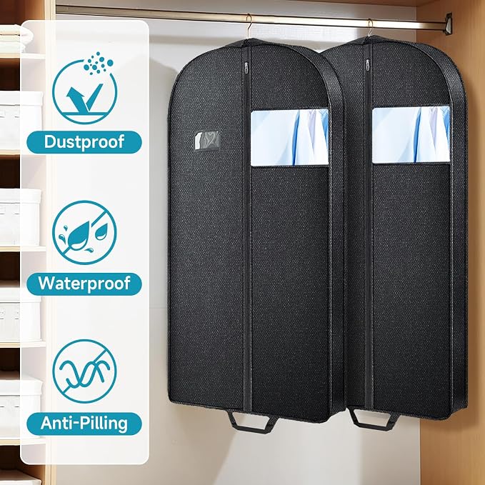 43" Garment Bags Suit Bags for Hanging Clothes & Travel,Gusseted Hanging Suit Bags for Men Clothes Travel with 2 Handles for Tuxedos, Coats,Jackets, Shirts (5pack) - Image 4