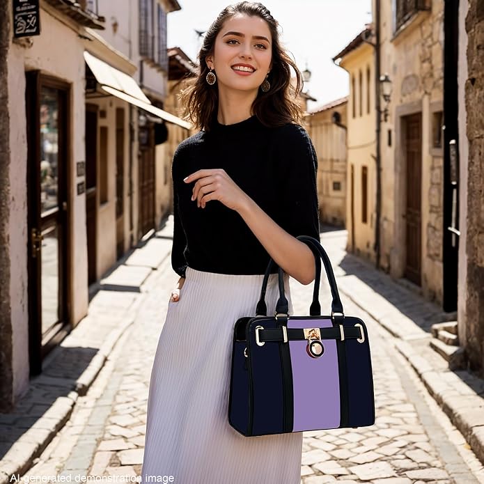 Qiyuer Structured Satchel Tote Handbags Set Women Purses with RFID Wallet | Premium, Sturdy, Spacious, Chic for Daily & Work, Vegan PU Leather, Multi-way Carry, Large Capacity RFID Wallet, Ideal Gift - Image 2