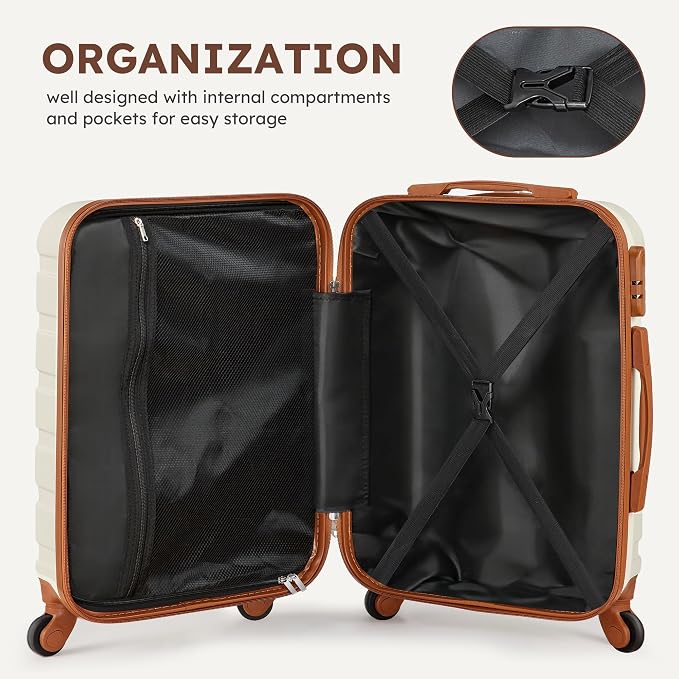 Suitour 4 Piece Luggage Sets, Hard Shell Suitcase Set with Spinner Wheels 16 20 24 28inch Travel Sets(Beige Tan) - Image 7