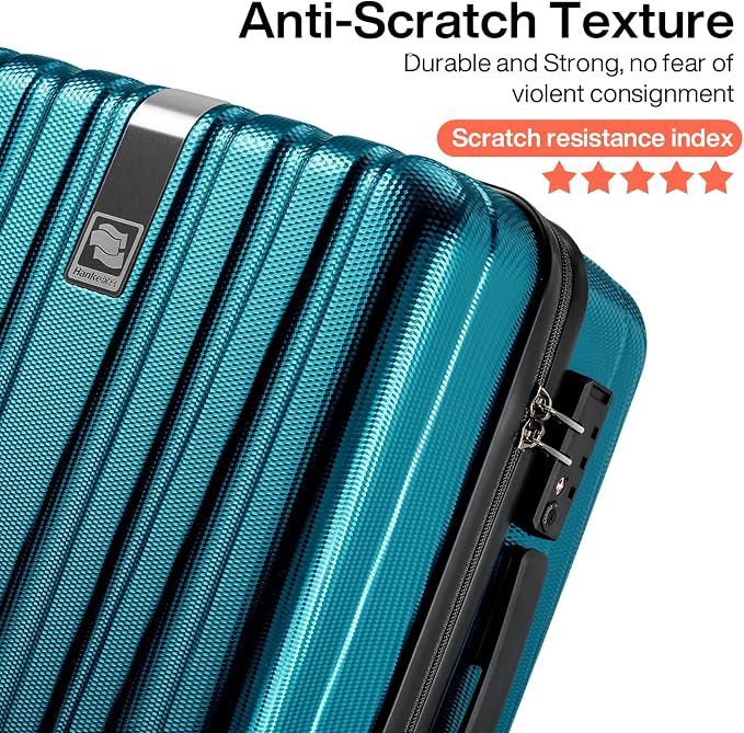 Hanke 24 Inch Luggage Suitcases With Spinner Wheels Lightweight PC Hard Shell Rolling Suitcase With Travel Lock,Checked-Medium 24-Inch(Caribbean Blue) - Image 6