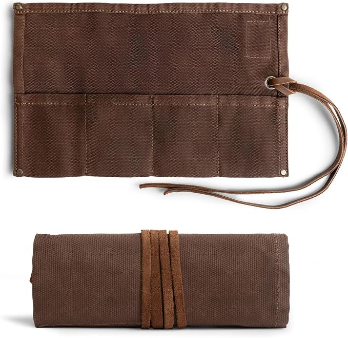 Hide & Drink, Waterproof Waxed Canvas Travel Watch Roll Organizer with 4 Slots, Easy Carry On Watchlover Storage, Handmade Travel Case, Honey Bourbon - Image 2