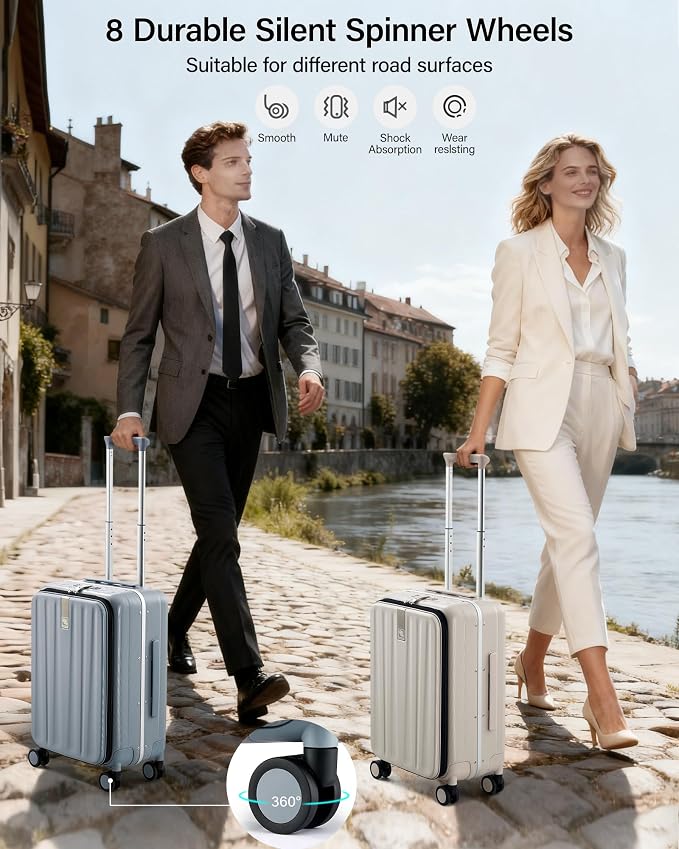 Hanke 16 Inch Underseat Carry On Suitcases with Wheels,Lightweight Hard Shell Carry on Luggage for Weekender,Top Opening Small Suitcase,Travel Luggage for Womem Men,Grey - Image 7