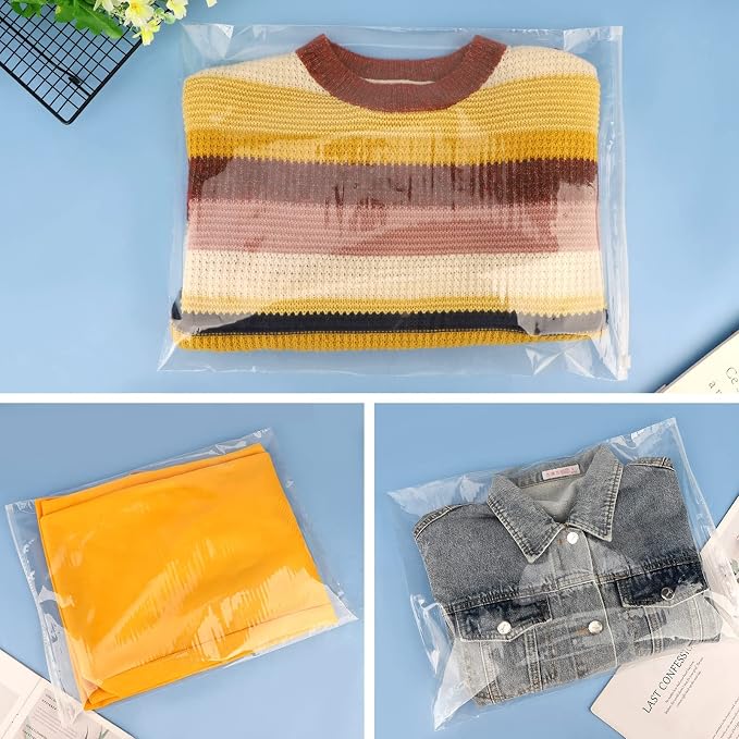 Clear Zipper Poly Bags, 50 Pcs 14x18 Inch Reclosable Plastic Bags Ziplock, with Zip Slider for Sweater Packaging, Clothing Mailing Selling Shipping, 3 Mil with Air Hole - Image 2
