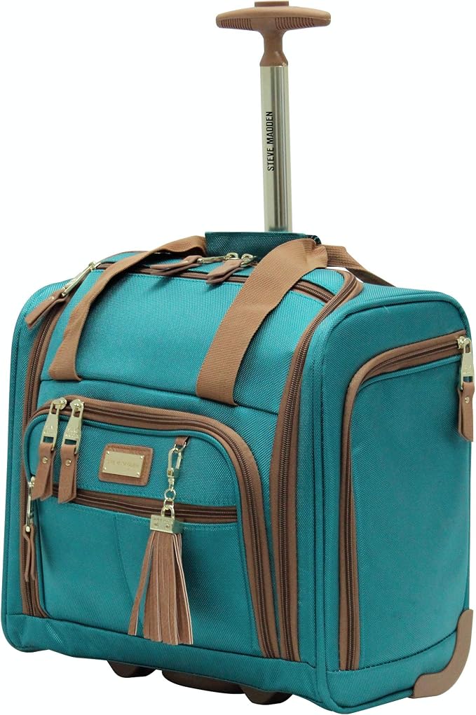 Steve Madden Designer Luggage Collection - 3 Piece Softside Expandable Lightweight Spinner Suitcase Set - Travel Set Includes an Under Seat Bag, 20-Inch Carry on and 28-Inch Checked Suitcase, Harlo - Image 6