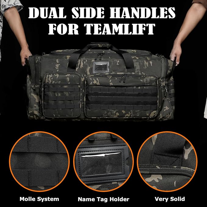 130L Extra Large Duffle Bag for Men, Heavy Duty Duffle Bag for Travel, Large Sports Gym Equipment Bag for Hockey Football Soccer Baseball Basketball & Team training, Dark CM - Image 6
