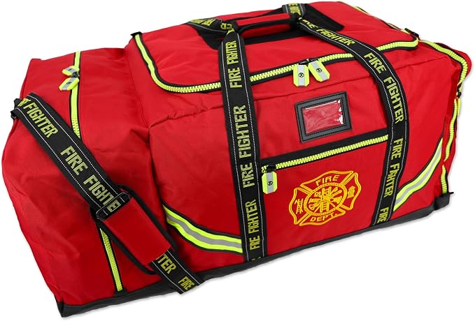 Lightning X Products Fireman Premium 3XL Firefighter Rescue Step-In Turnout Fire Gear Bag With Shoulder Strap & Helmet Pocket (Red) - Image 2