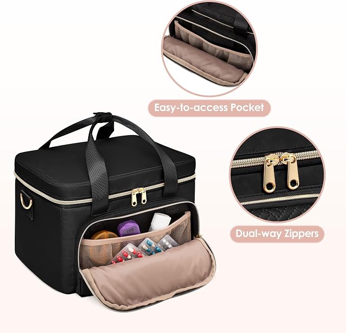 Medicine Storage Bag, Pill Bottle Organizer Bag, First Aid Bag | Travel Medicine Bag with 2 pouches, Pill Bottle Organizer Bag for Home Healthcare, Durable Medication Storage Case - Image 2