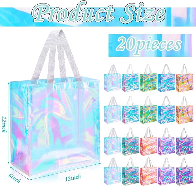 Saintrygo 20 Pack Clear Tote Bags Bulk 12 x 12 x 6 PVC Plastic Tote Bag with Handles for Stadium Work Beach Sports(Bright Color) - Image 4